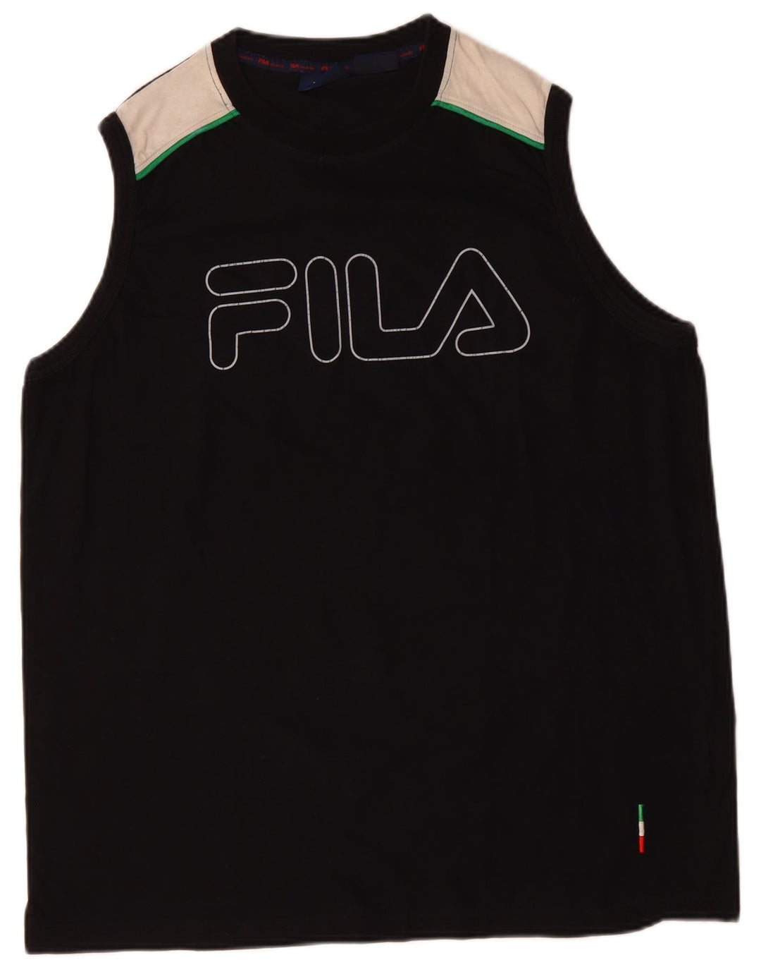 FILA Herren Grafik-Weste-Top XL, schwarze Colourblock-Baumwolle