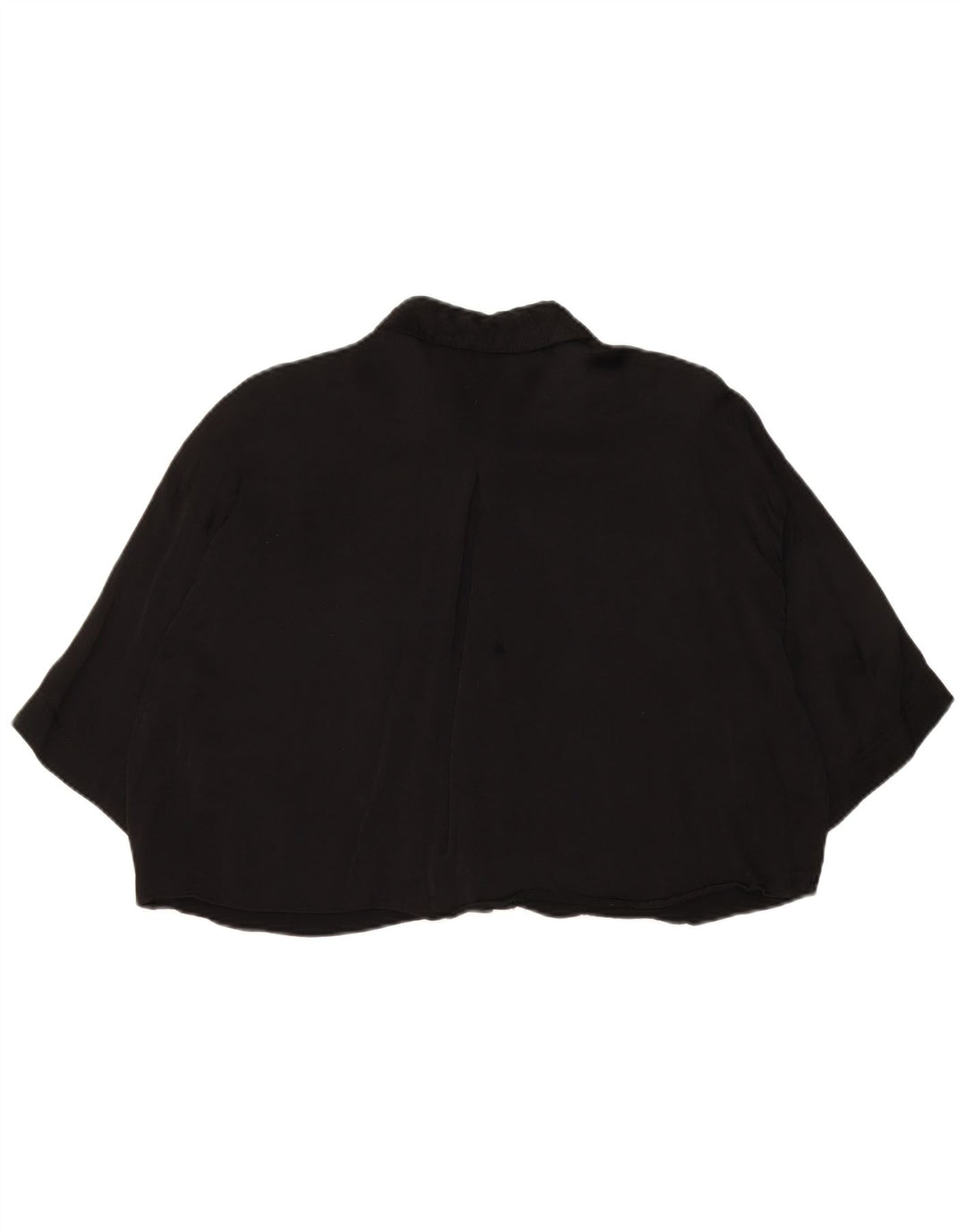 Zara Damen-Bluse, übergroß, 3/4-Ärmel, bauchfreies Hemd, Gr. 14, Mittelschwarz