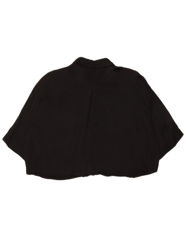 Zara Damen-Bluse, übergroß, 3/4-Ärmel, bauchfreies Hemd, Gr. 14, Mittelschwarz