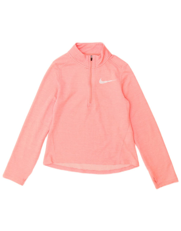 Nike Dri Fit Pullover-Trainingsoberteil für Mädchen mit Reißverschluss, 10–11 Jahre, mittelrosa