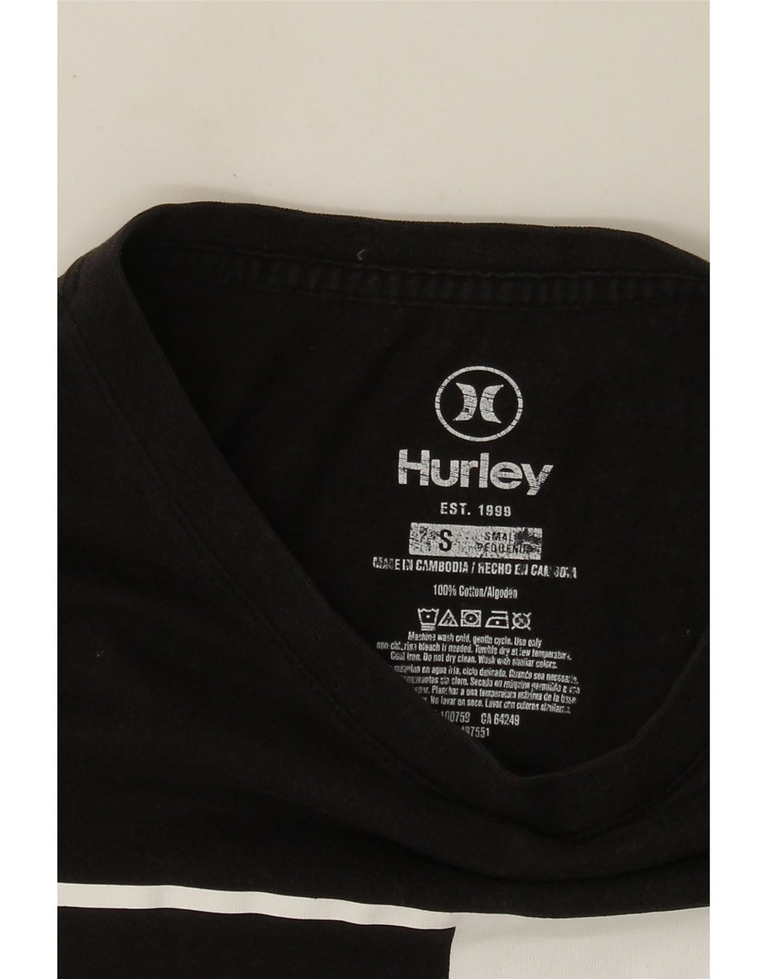 Hurley Herren-T-Shirt mit Grafik, Größe S, schwarze Baumwolle