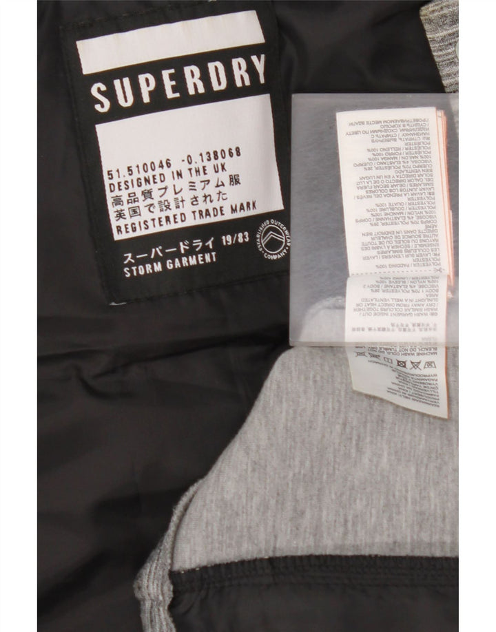 SUPERDRY Wattierte Damenjacke mit Kapuze, UK 12, Mittelgrau, Farbblock