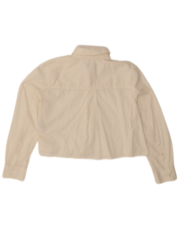 Benetton Damen Übergroßes Crop-Hemd UK 14 Mittelbeige Baumwolle