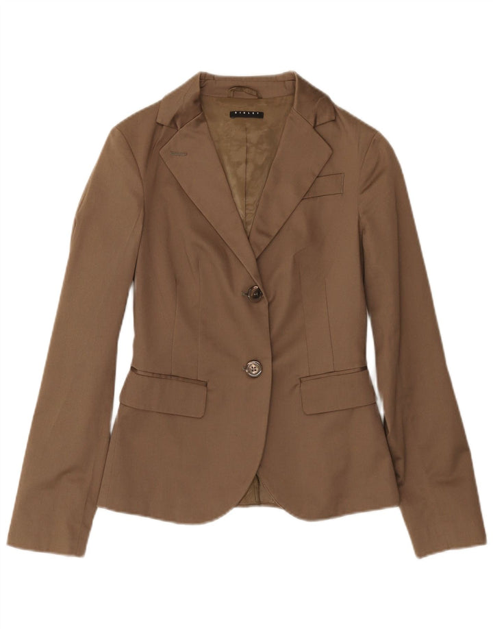 SISLEY Damen 2-Knopf-Blazerjacke IT 38 XS Braune Baumwolle