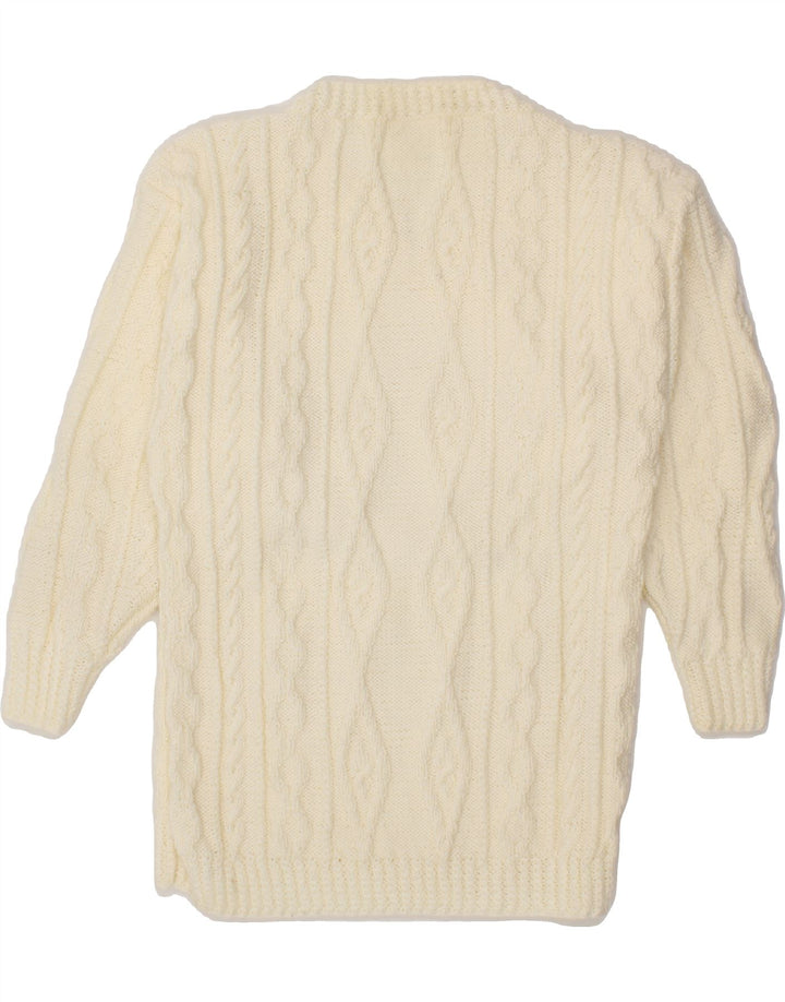 VINTAGE Womens V-Neck Jumper Sweater UK 14 Medium White Vintage Vintage and Second-Hand Vintage from Messina Hembry 