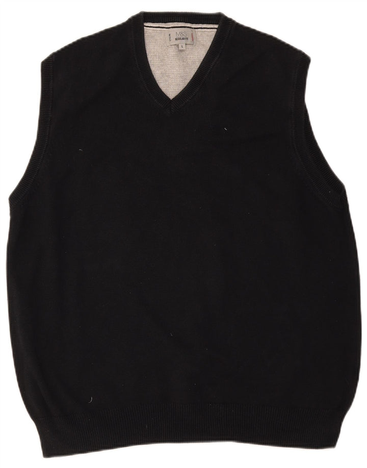 MARKS & SPENCER Herren-Tanktop mit normaler Passform, Größe L, Schwarz
