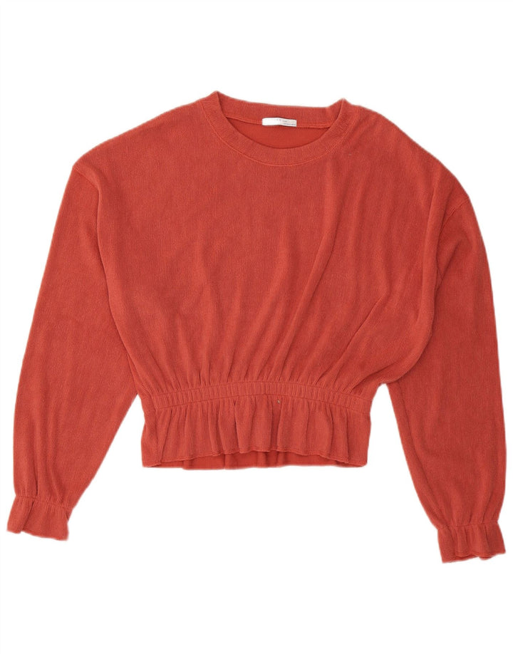 Zara Damen-Bluse, übergroß, bauchfrei, langärmlig, Gr. 10, Größe S, Orange