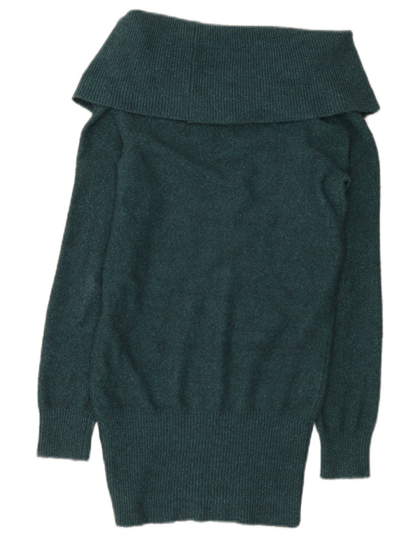 Topshop Damen Longline Rollkragenpullover Pullover UK 8 Small Grün Acryl
