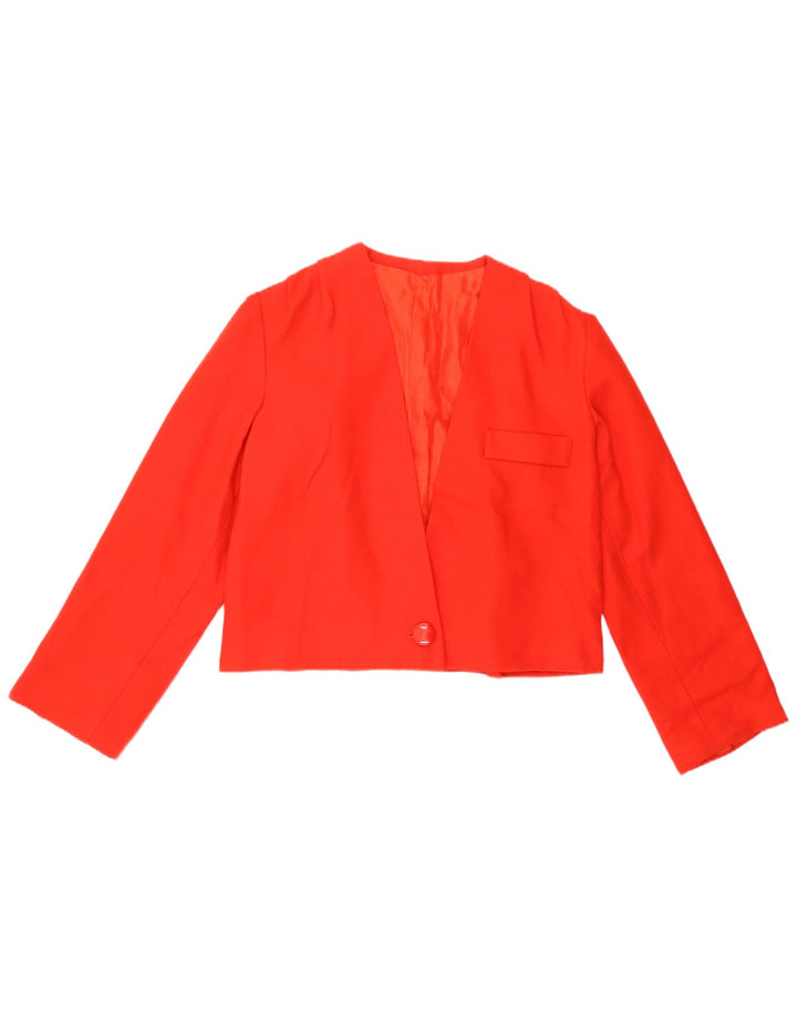 Vintage Damen 1 Knopf Crop Blazer Jacke UK 8 Small Rot