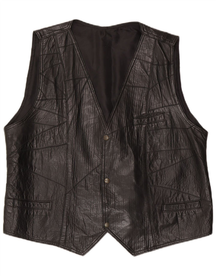 Vintage Herren Lederweste Groß Schwarz