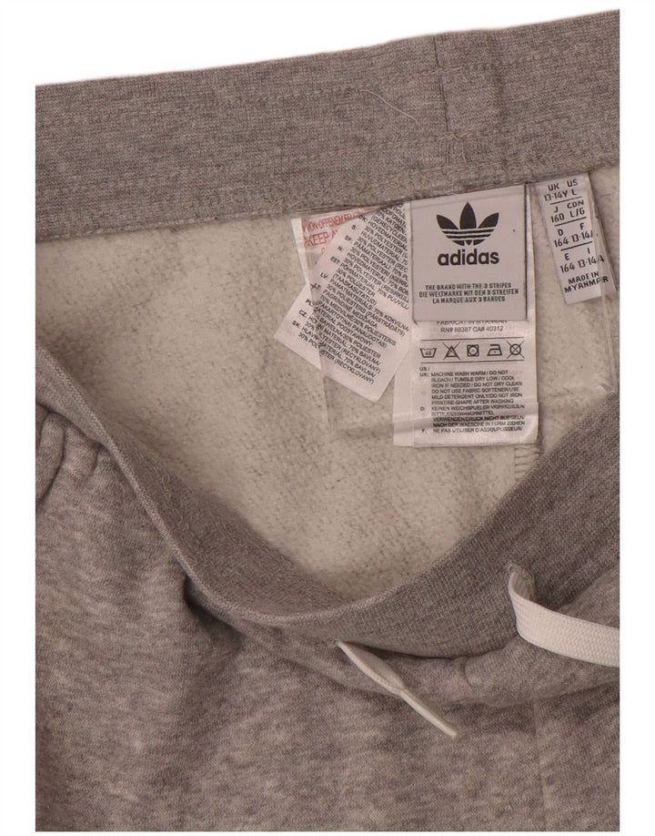 ADIDAS Boys Sport Shorts 13-14 Years Grey Cotton