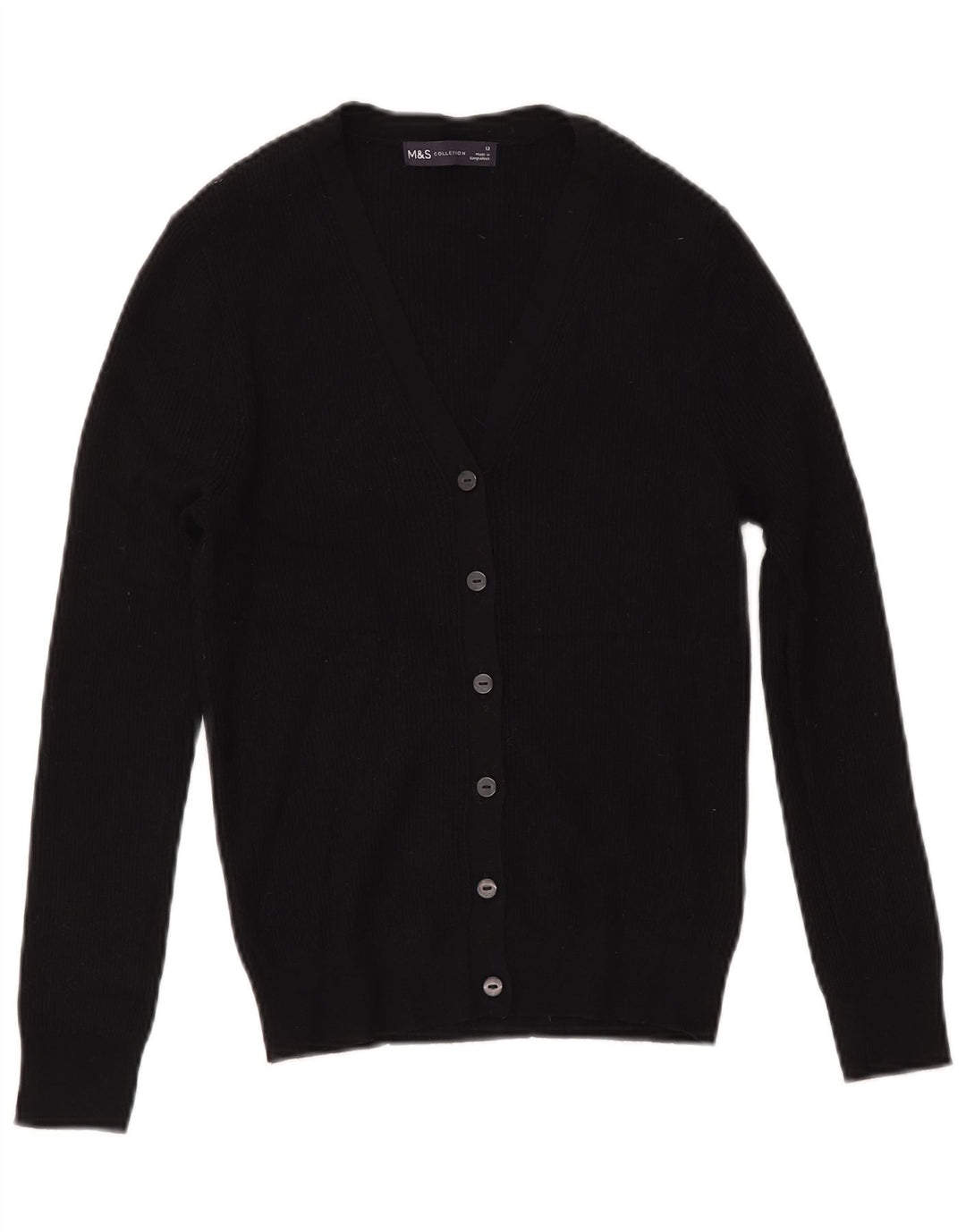 Marks & Spencer Damen-Cardigan-Pullover UK 12 Mittelschwarze Viskose