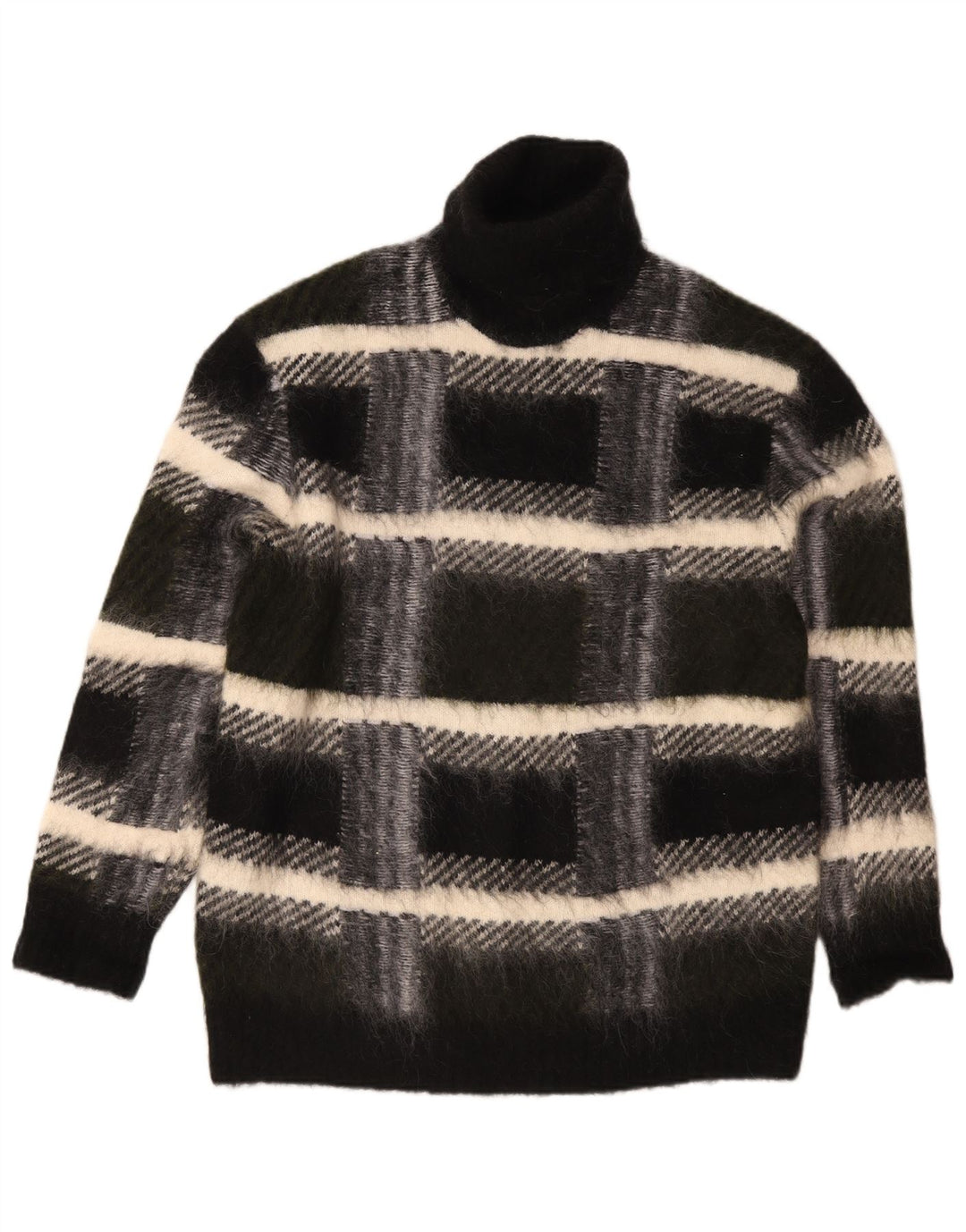 Cos Damen-Pullover mit Rollkragen, übergroß, Gr. 14, mittelschwarz kariert