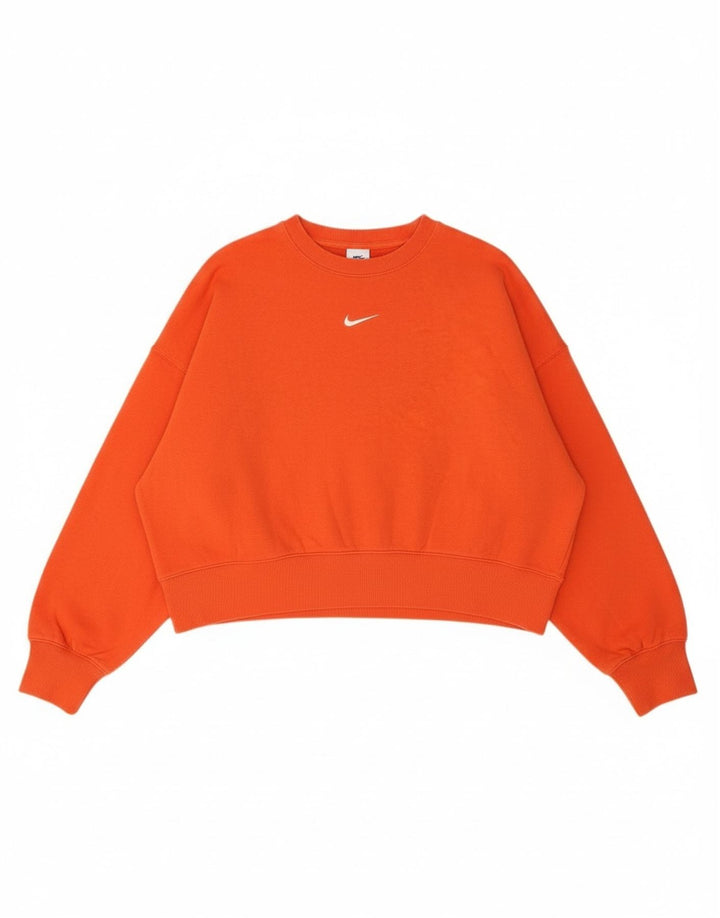 Nike Womens Crop Oversized Sweatshirt Pullover UK 14 Mittelrote Baumwolle