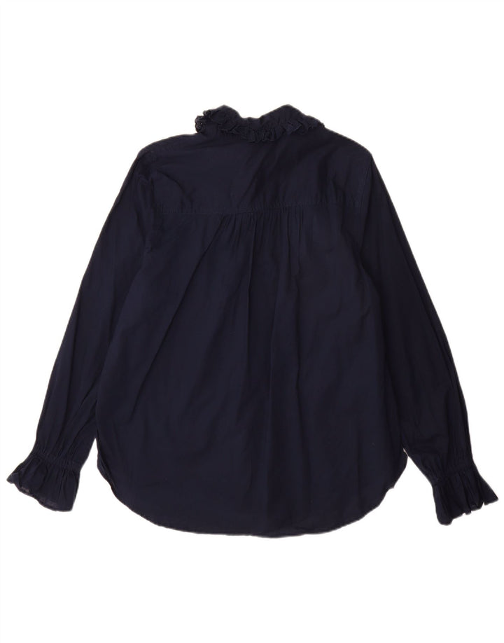 Marks & Spencer Damen-Hemdbluse, UK 12, mittelmarineblaue Baumwolle