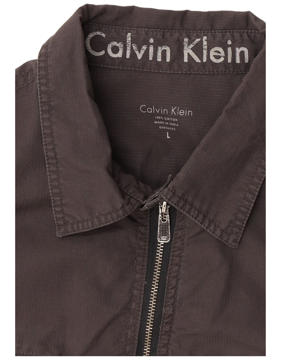 Calvin Klein Herren-Militärhemd, große graue Baumwolle