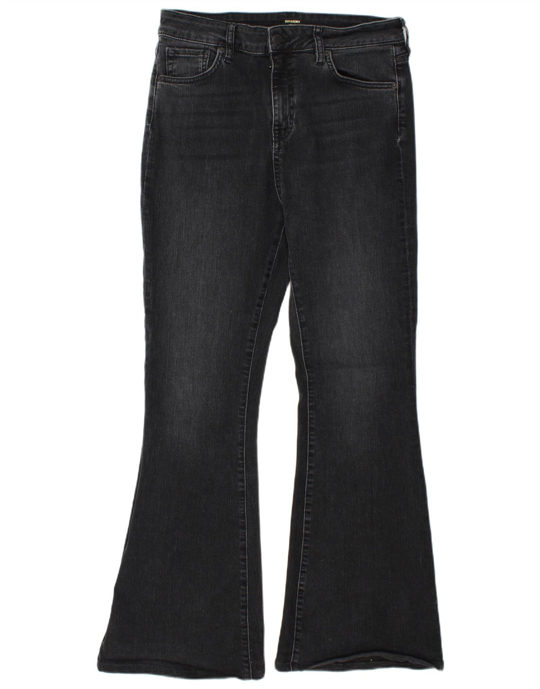 SUPERDRY Damen Studio Flared Jeans W32 L32 Graue Baumwolle