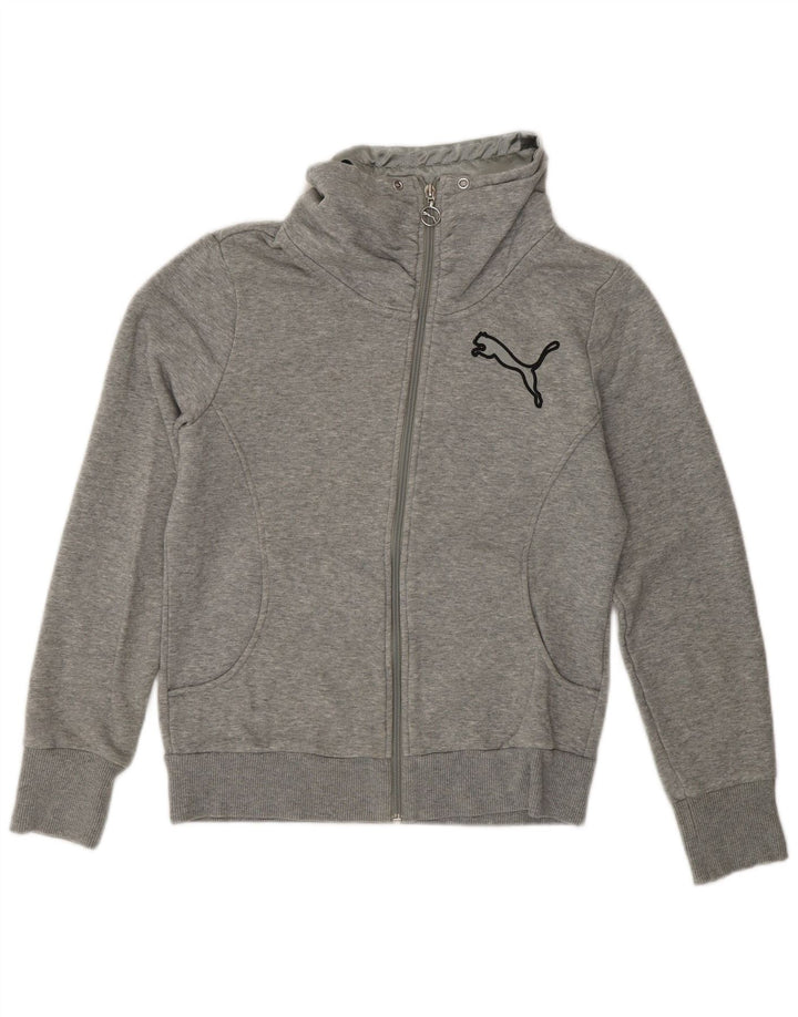 Puma Damen-Trainingsanzug-Top-Jacke, UK 10, Größe S, grau gefleckte Baumwolle