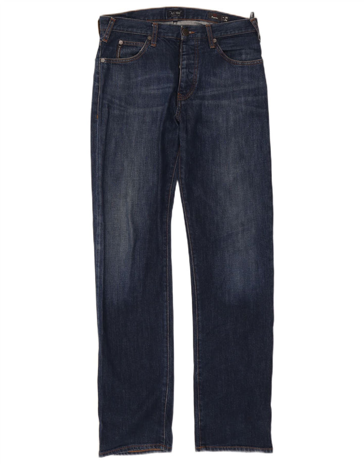 Armani Herren Regular Fit Straight Jeans W30 L32 Marineblau Baumwolle