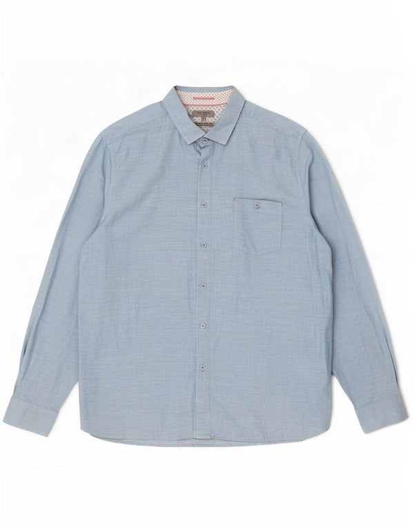 Ted Baker Herrenhemd Größe 7 3XL Blaue geometrische Baumwolle