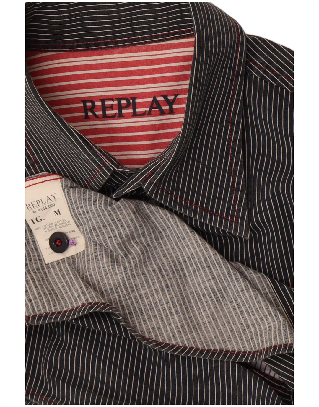 Replay Herren-Kurzarmshirt mit Grafik, Mittelschwarz, gestreift, Baumwolle