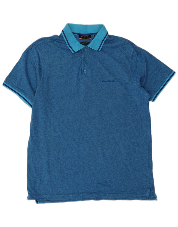Pierre Cardin Herren-Poloshirt mit normaler Passform, mittelblaue Baumwolle