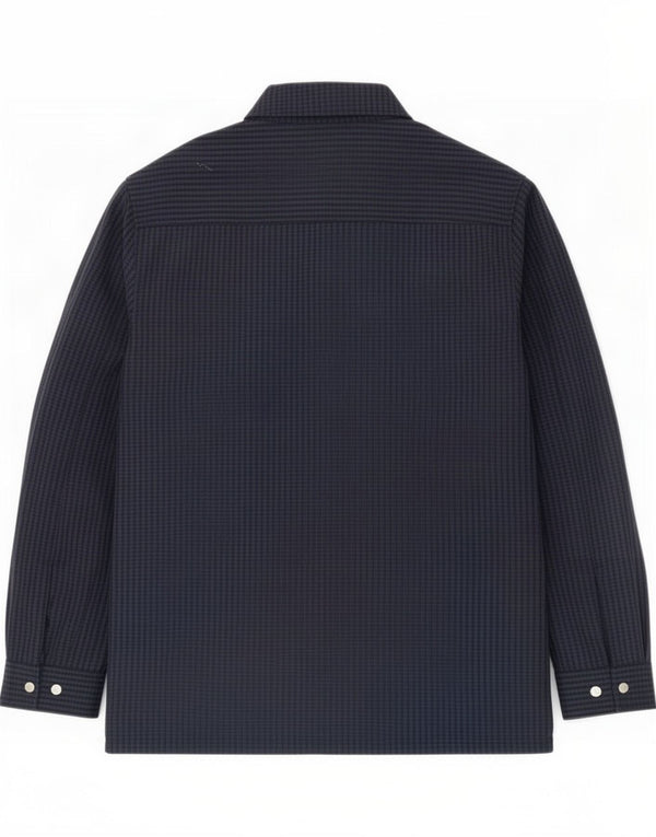 Cos Entspannte Herren-Bomberjacke UK 38, mittelblaue Wolle mit Karomuster in Marineblau