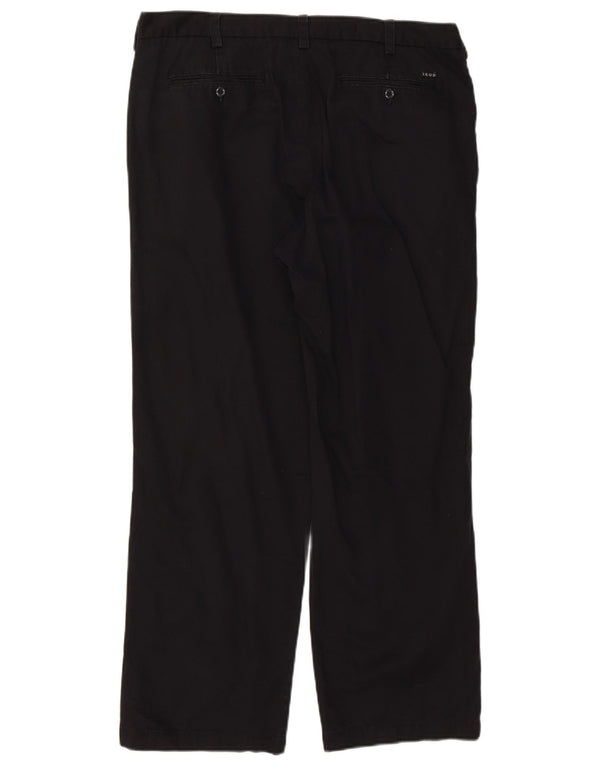 Izod Herren Straight Chino Hose W38 L32 Schwarz Baumwolle Classic