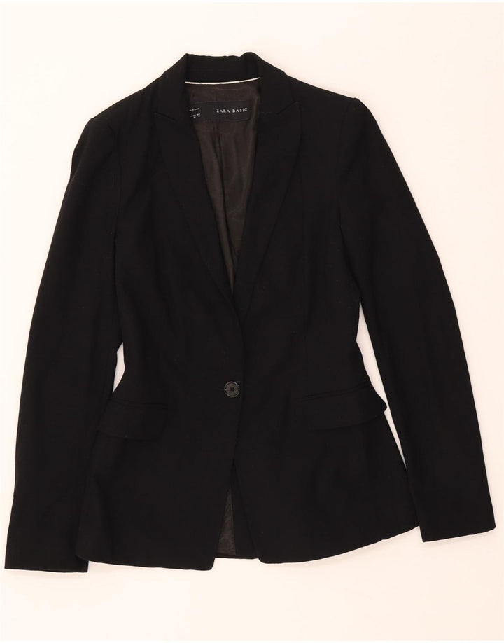 ZARA Damen 1-Knopf-Blazerjacke EU 34 2XS Schwarz