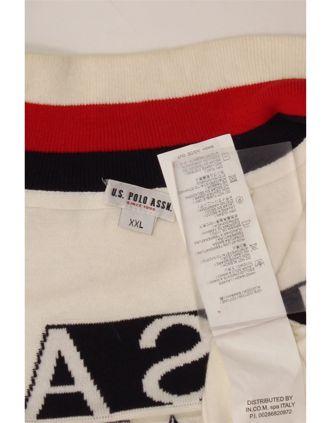 US POLO ASSN. Herren USA Graphic Cardigan Pullover 2XL Weiße Baumwolle