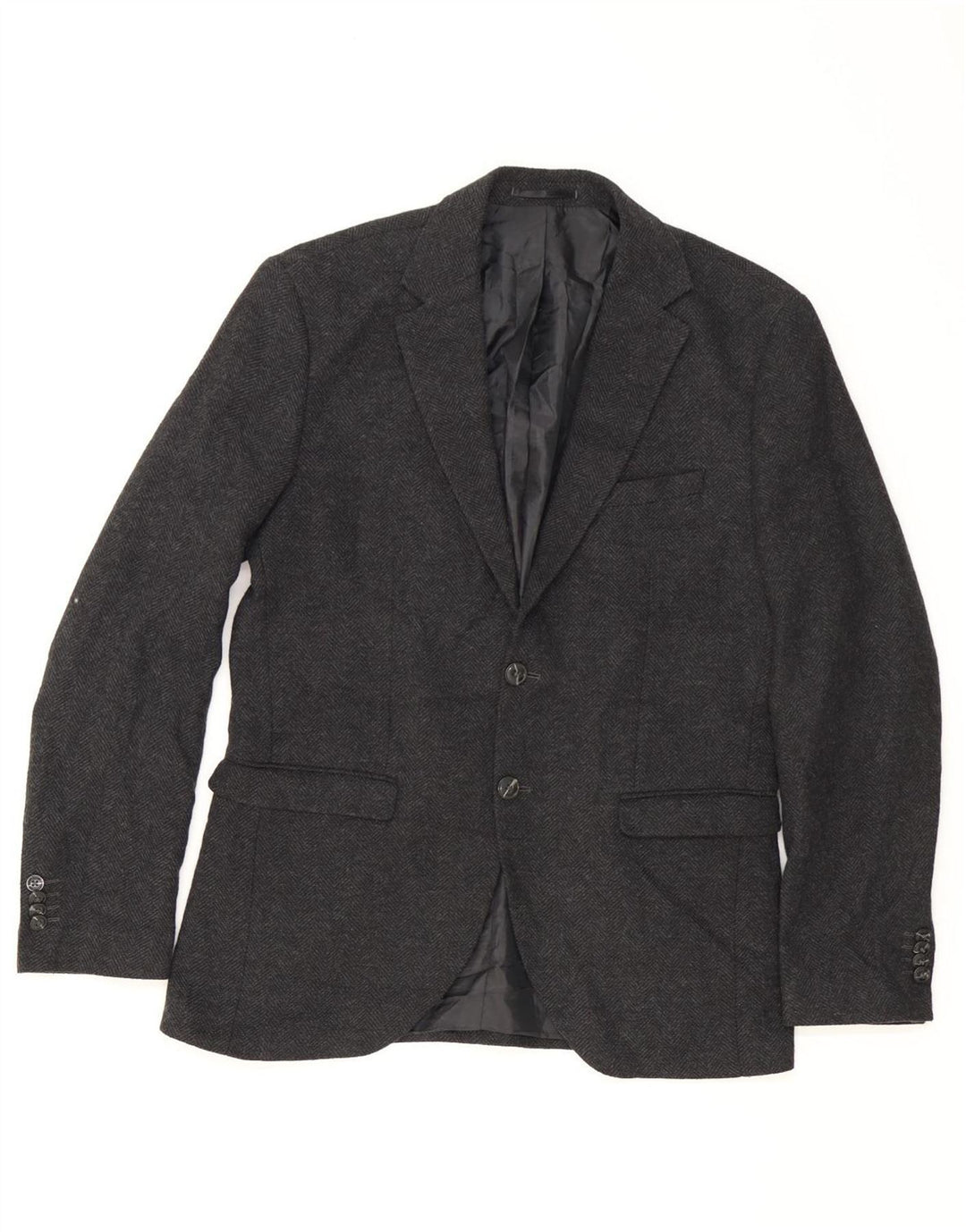 JACK & JONES Herren-Blazer mit 2 Knöpfen, UK 42, XL, graues Fischgrätenmuster