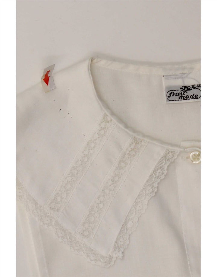 Vintage Damen Ärmellose Hemdbluse IT 46 Großes weißes Polyester
