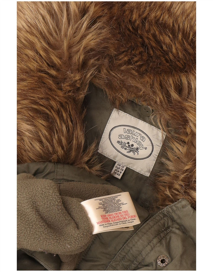 Laura Ashley Damen Parka-Jacke UK 12 Medium Khaki Baumwolle