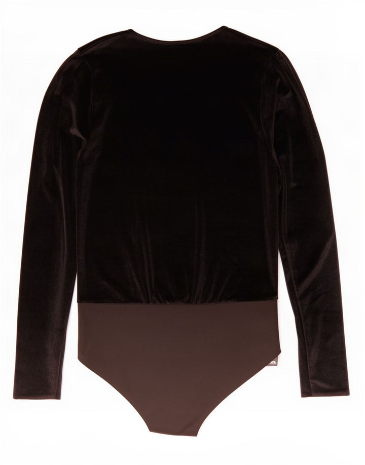 Langärmliger Velours-Body von Zara für Damen, UK 12, Mittelschwarz, Farbblock