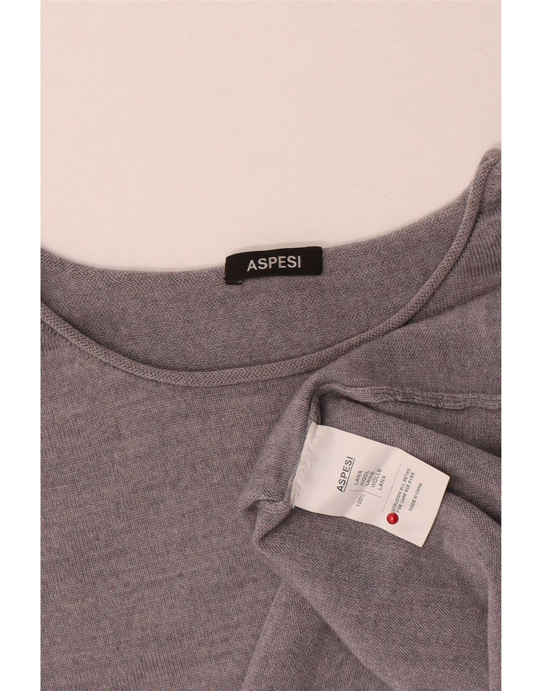 Aspesi Damen-Pullover mit U-Boot-Ausschnitt, UK 16, Größe L, graue Wolle