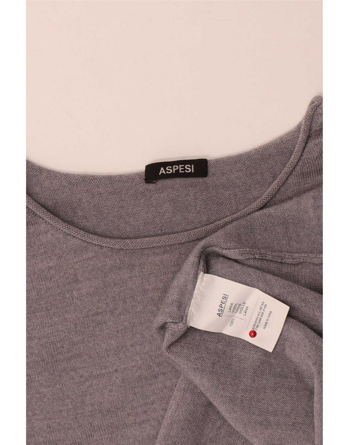 Aspesi Damen-Pullover mit U-Boot-Ausschnitt, UK 16, Größe L, graue Wolle