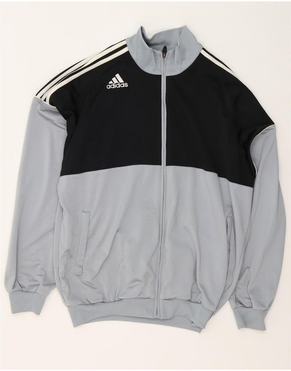 Adidas Mens Tracksuit Top Jacket IT 44/46 Large Grey Colourblock Polyester