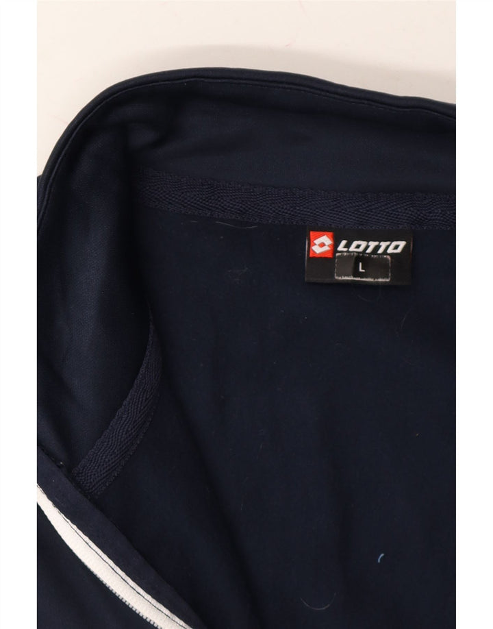 LOTTO Mens Tracksuit Top Jacket Large Navy Blue Polyester Vintage Lotto and Second-Hand Lotto from Messina Hembry 