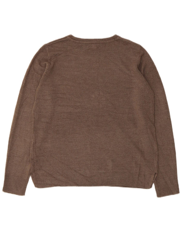 Marks & Spencer Damen-Pullover mit Rundhalsausschnitt, Gr. 10, Small, Braun, Acryl