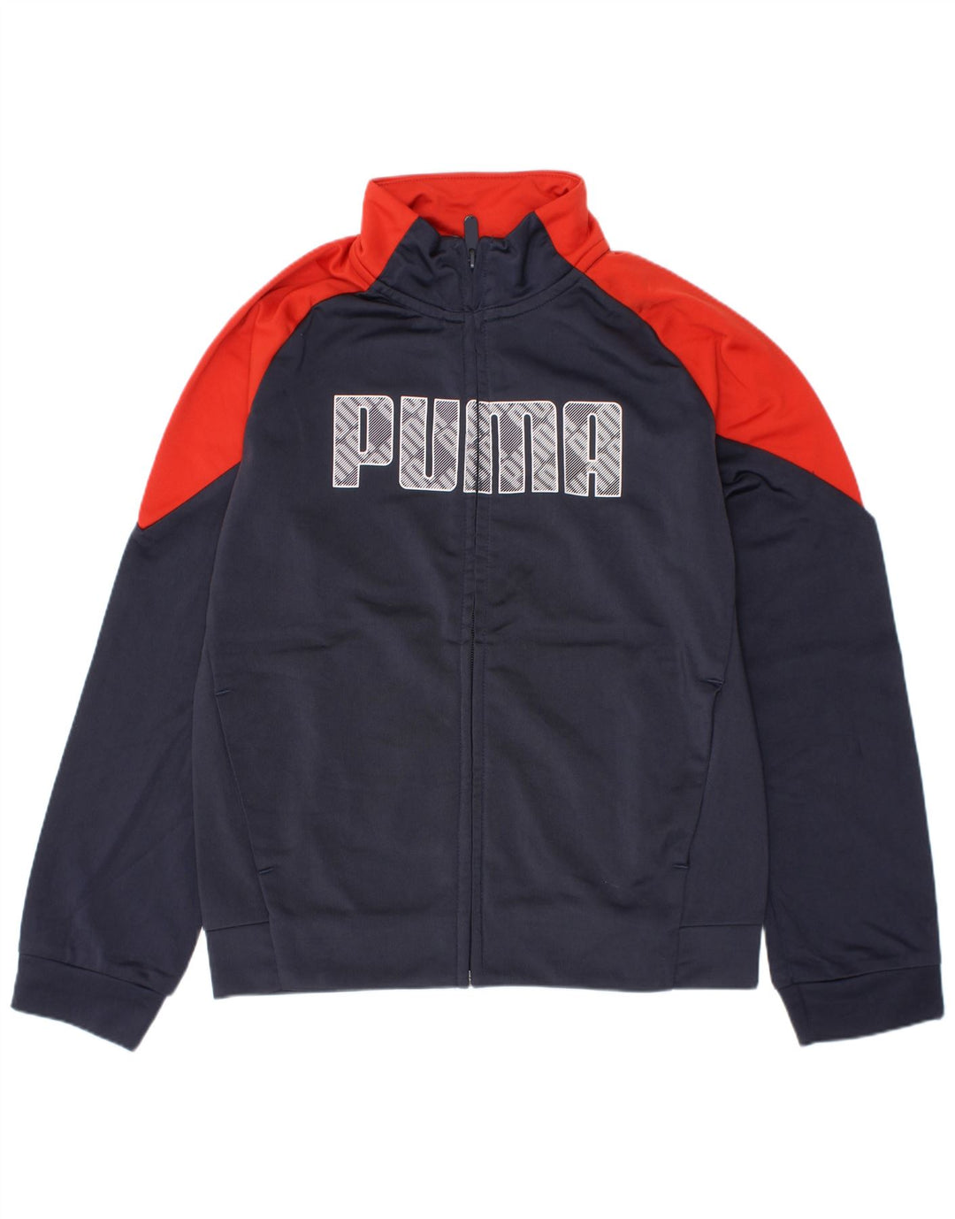 Puma Jungen Grafik-Trainingsanzug-Top-Jacke, 9–10 Jahre, Marineblau, Farbblock