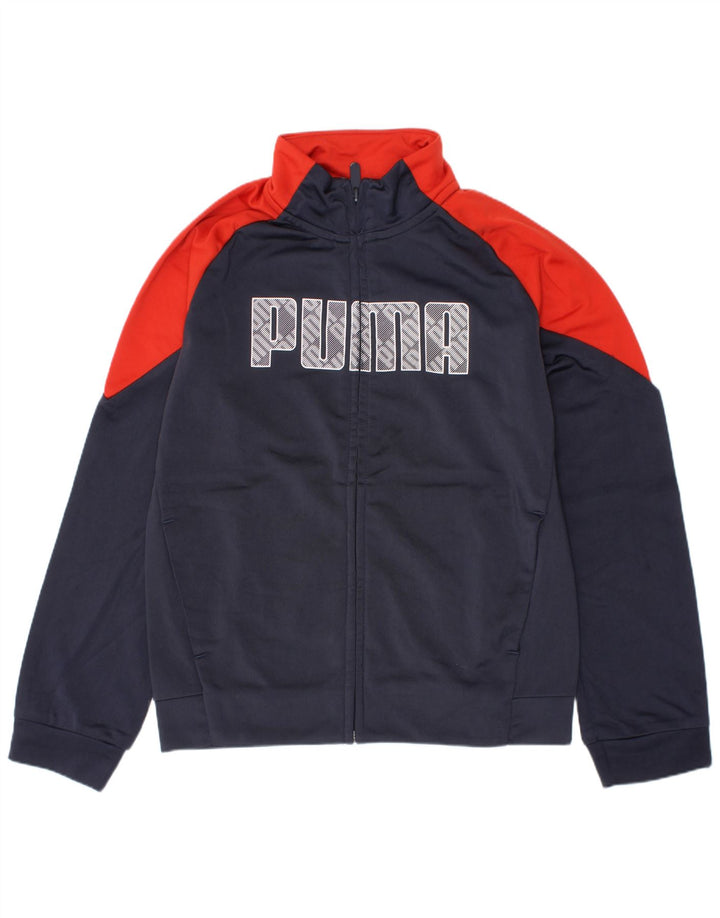 Puma Jungen Grafik-Trainingsanzug-Top-Jacke, 9–10 Jahre, Marineblau, Farbblock