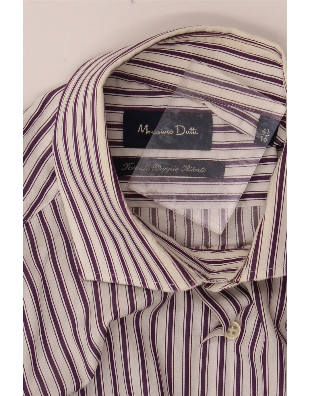 MASSIMO DUTTI Mens Shirt Size 16 41 Large Purple Striped
