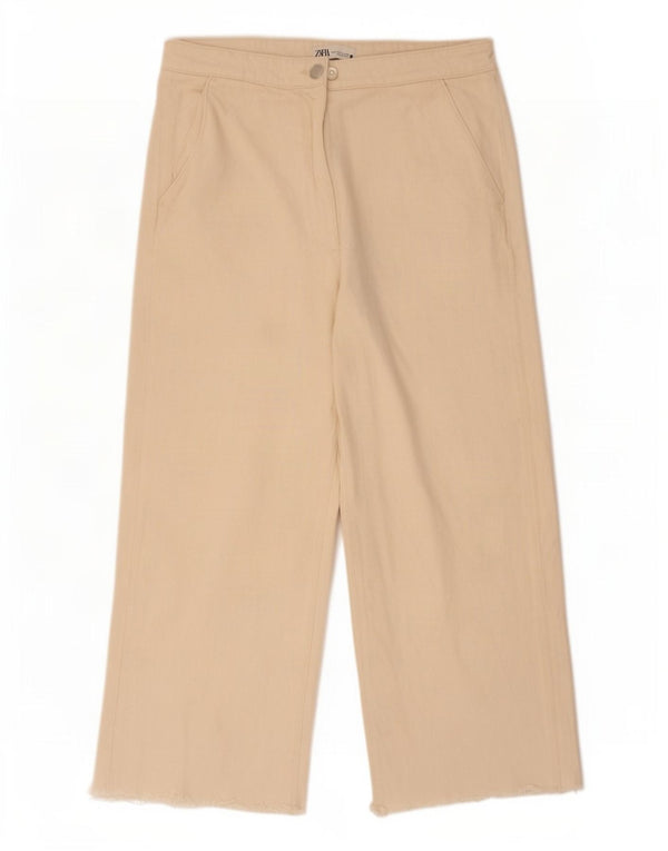 Zara Damen-Jeans mit hoher Taille und weitem Bein, EU 44, XL, W34, L28, Beige