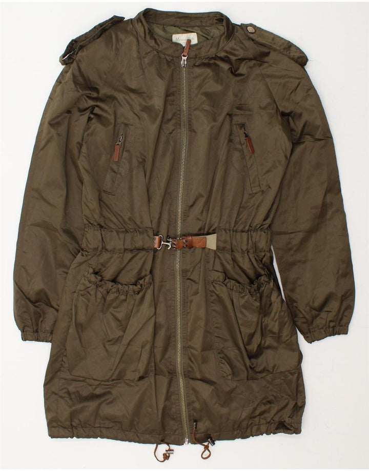 MASSIMO DUTTI Womens Military Overcoat UK 14 Medium Khaki Polyester Vintage Massimo Dutti and Second-Hand Massimo Dutti from Messina Hembry 