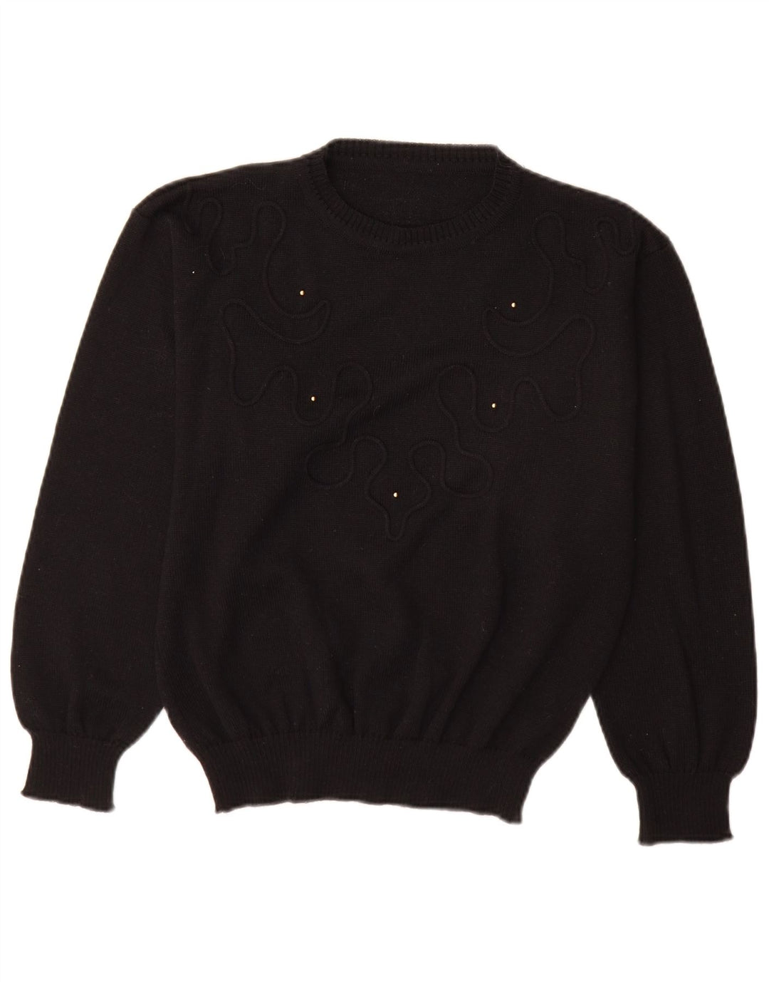 Vintage Damen Pullover mit Rundhalsausschnitt EU 40 Mittelschwarze Wolle