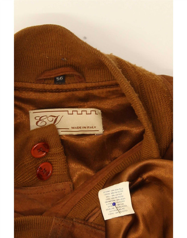 Vintage Herren Wildleder Bomberjacke IT 56 3XL Braunes Leder
