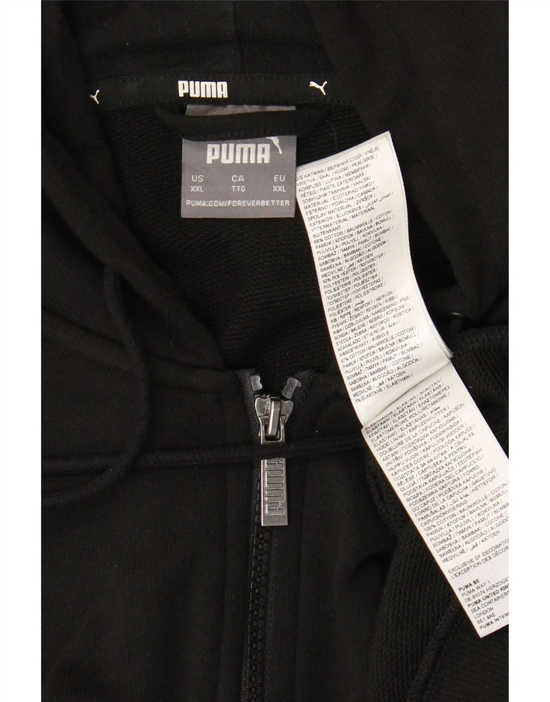 Puma Herren Zip Hoodie Pullover 2XL Schwarz Baumwolle