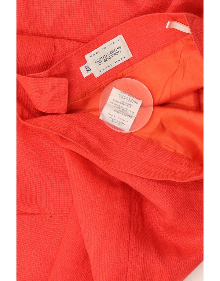 Benetton Damen Mini-Bleistiftrock IT 42 Medium W26 Rot kariertes Leinen