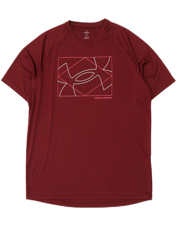 UNDER ARMOUR Mens Graphic T-Shirt Top Large Burgundy Polyester
