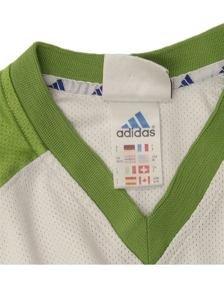 Adidas Herren Grafik-T-Shirt-Oberteil UK 38/40 Mittelweißes Colourblock-Polyester